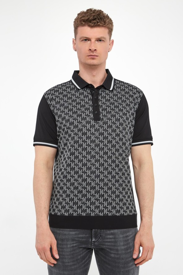 Polo męskie z nadrukiem logo KARL LAGERFELD