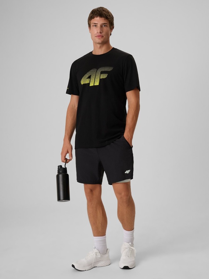 4F T-shirt regular z nadrukiem męski - czarny S
