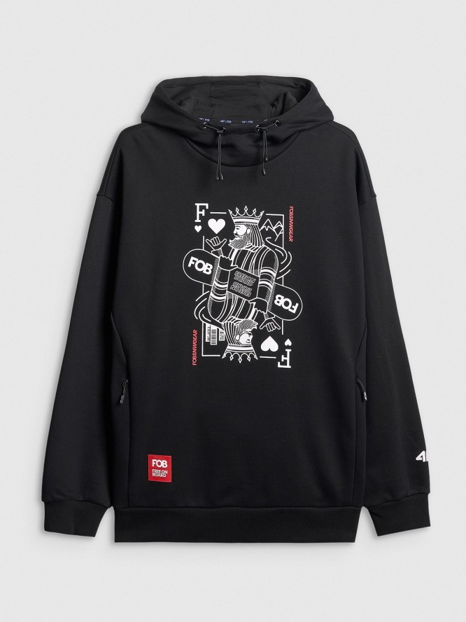 4F Bluza dresowa nierozpinana z kapturem męska - czarna L