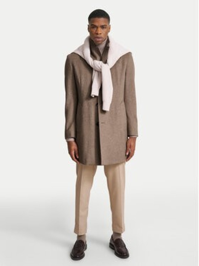 Bugatti Płaszcz wełniany 621300 69071 Beżowy Regular Fit