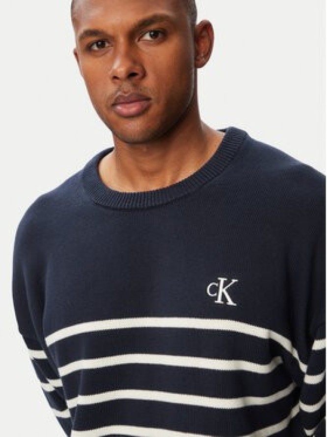 Calvin Klein Jeans Sweter LV04RG305G Granatowy Relaxed Fit