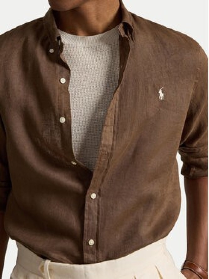 Polo Ralph Lauren Koszula 710968915500 Brązowy jasny Slim Fit