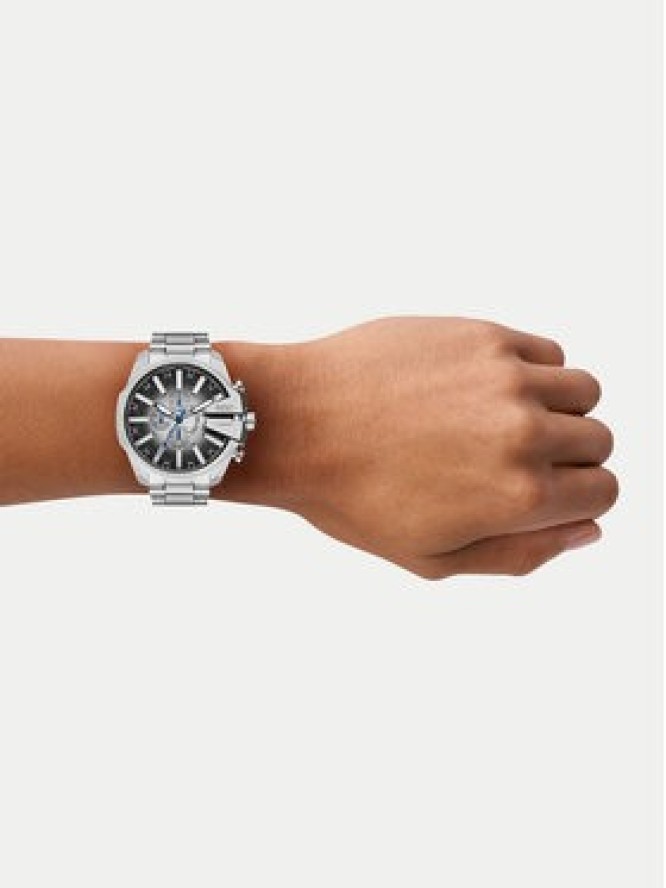 Diesel Zegarek Mega Chief Slim DZ4686 Srebrny