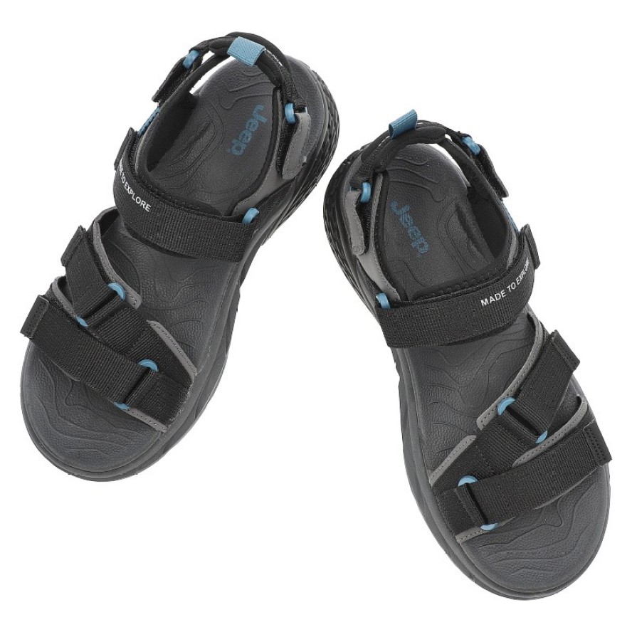 Czarne Sandały Jeep Modne Obuwie Męskie