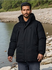 Kurtka puffer z kapturem - czarny