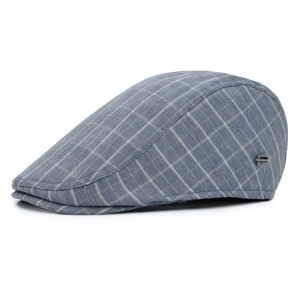 Lekki, Męski Kaszkiet Bawełniany - Pako Jeans - w Kratkę, Niebieski