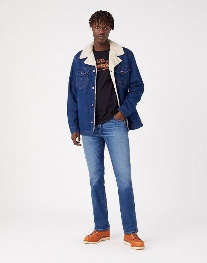 WRANGLER WRANGE SHERPA JACKET MĘSKA KURTKA JEANSOWA RETRO BLUE W445AR071 112324494