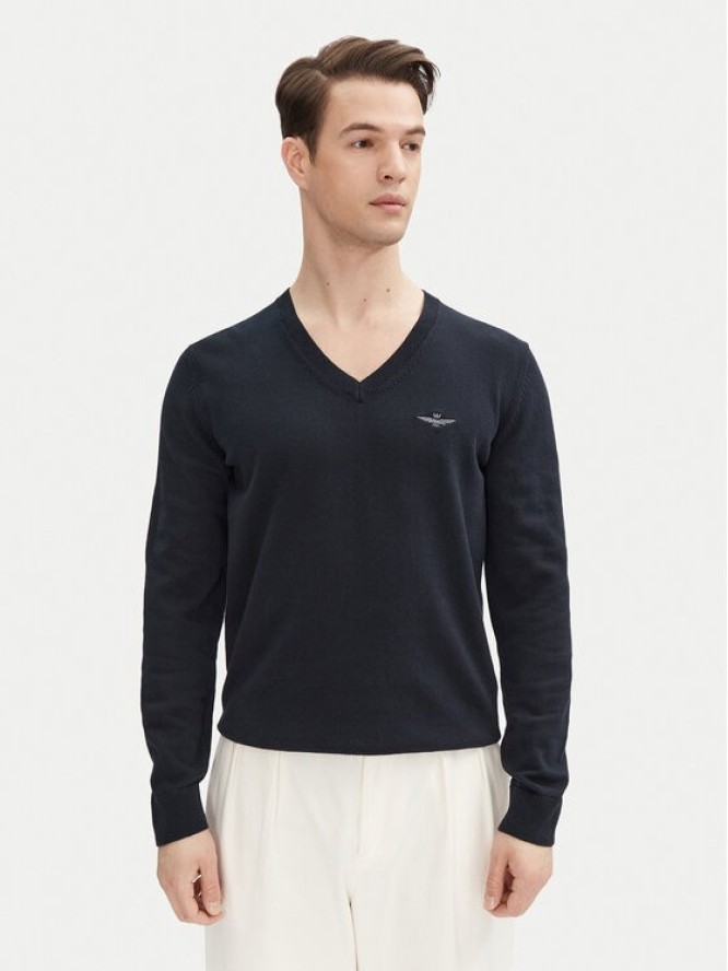 Aeronautica Militare Sweter 251MA1504L506 Granatowy Regular Fit