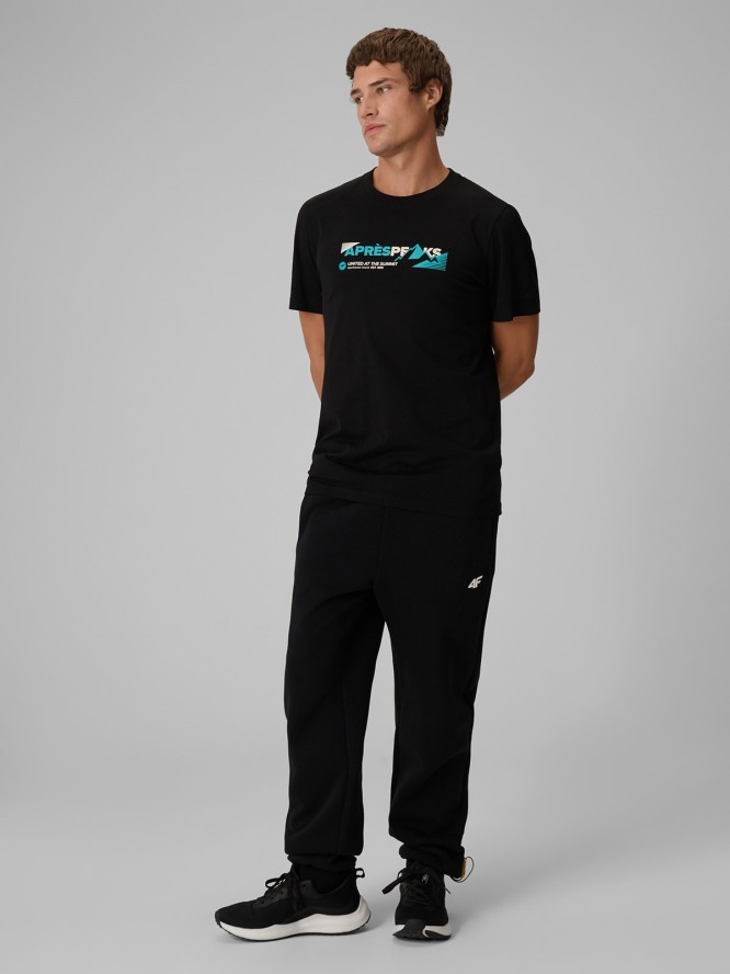 4F T-shirt regular z nadrukiem męski - czarny S