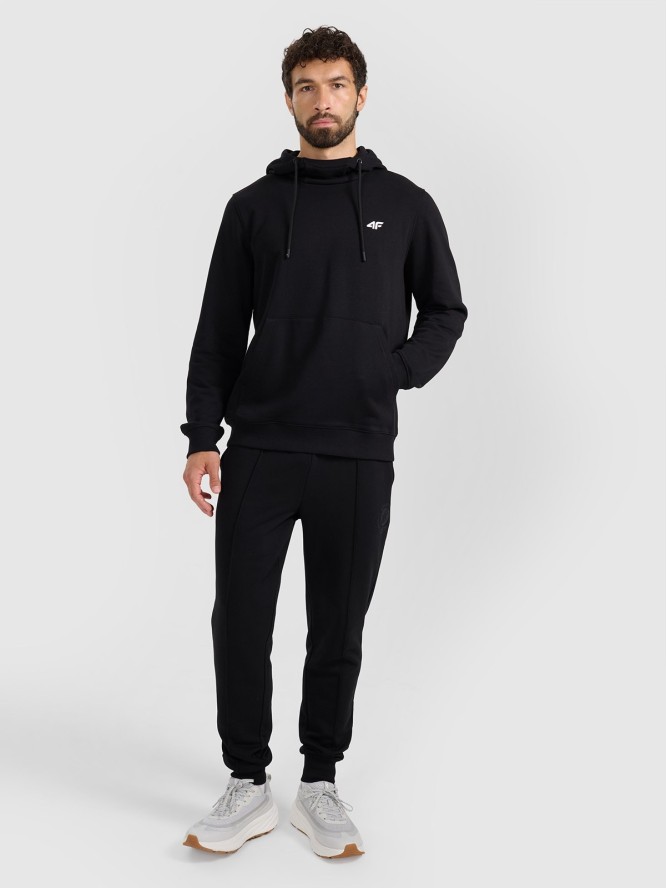 4F Bluza dresowa nierozpinana z kapturem męska - czarna XXL