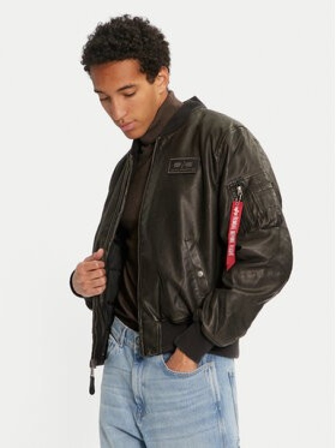 Alpha Industries Kurtka z imitacji skóry 123106 Czarny Regular Fit