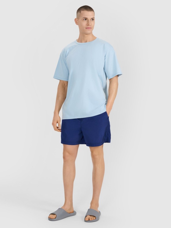 4F T-shirt oversize gładki męski - niebieski M