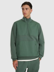 4F Bluza dresowa nierozpinana bez kaptura męska - oliwkowa/khaki M