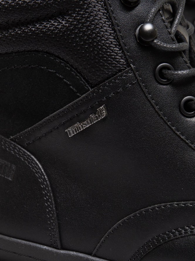 Trapery męskie ze skóry naturalnej czarne SS174123 906