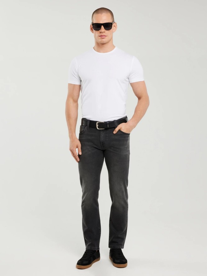 Jeansy męskie dopasowane z przetarciami czarne Martin 953