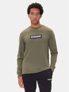 Napapijri Longsleeve S-Box Logo NP0A4I3M Khaki Regular Fit