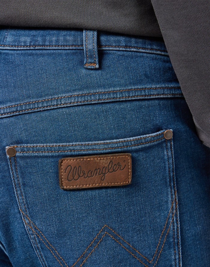 WRANGLER MĘSKIE SPODNIE JEANSOWE FRONTIER BLUE GREY 112355017 W16V017416