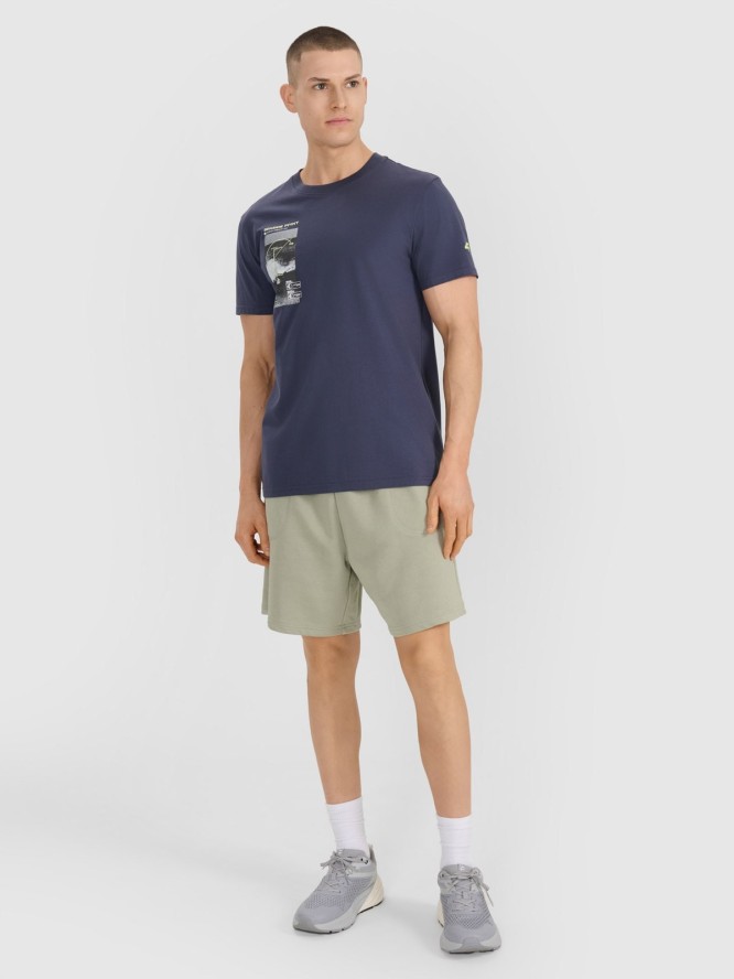 4F T-shirt regular z nadrukiem męski - szary M