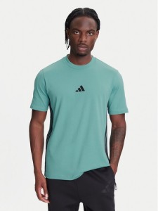 adidas T-Shirt Essentials 3-Stripes JX0732 Turkusowy Regular Fit