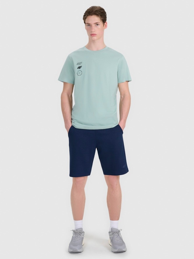 4F T-shirt regular z nadrukiem męski - turkusowy XL