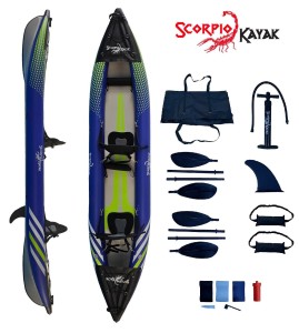 Kajak dwuoosobowy pompowany do pływania Scorpio kayak Hybrid New II zestaw