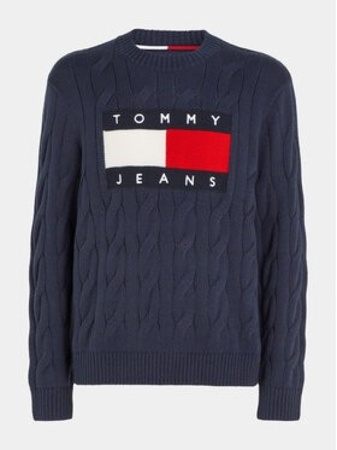 Tommy Jeans Sweter Flag DM0DM17762 Granatowy Relaxed Fit