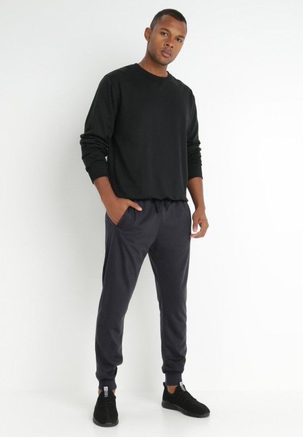 Granatowe Spodnie Dresowe Joggery Analía