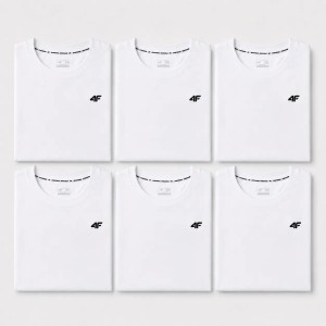 KOMPLET KOSZULEK MĘSKICH 4F ZESTAW 6 SZTUK T-SHIRT S TTSHM3341 BIAŁY