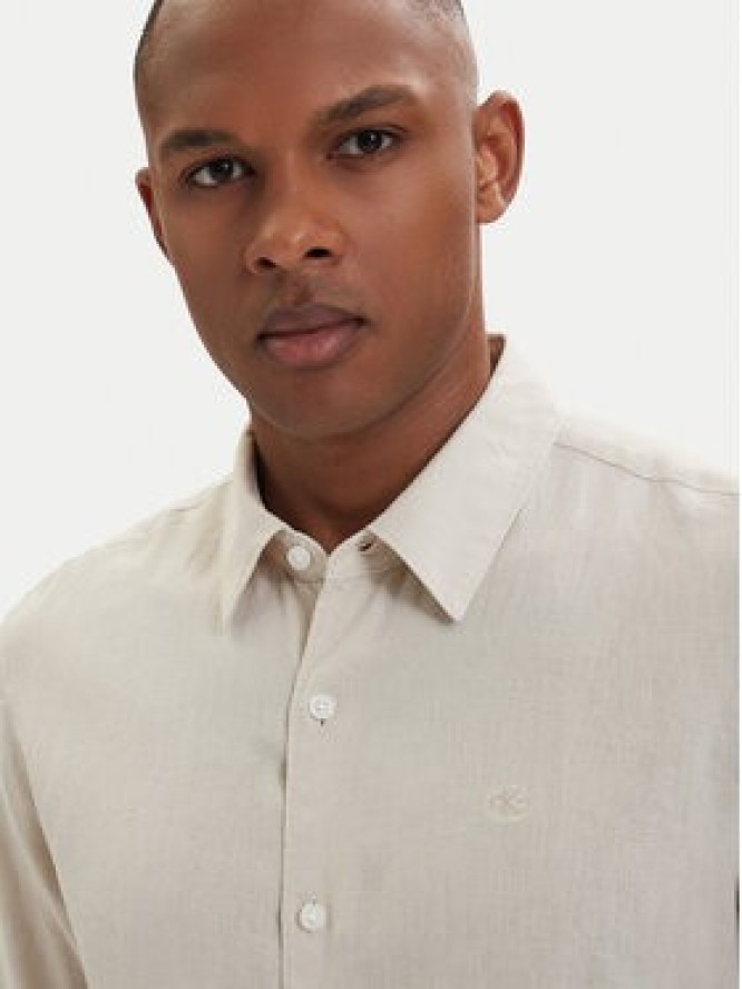 Calvin Klein Koszula LV04LE125G Beżowy jasny Regular Fit