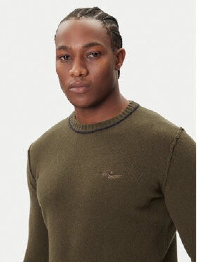 Aeronautica Militare Sweter 252MA1608UL00924 Zielony Regular Fit
