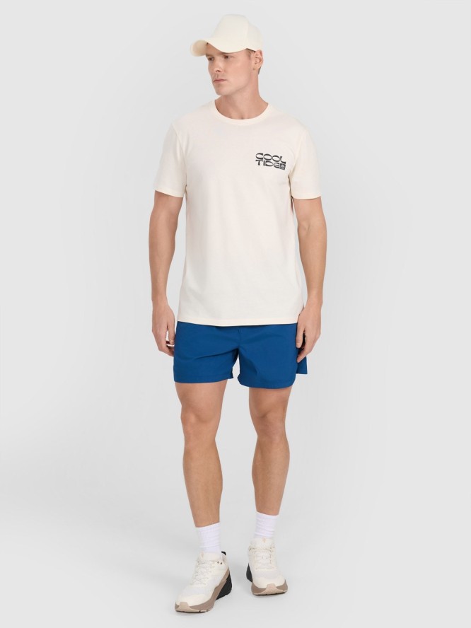 4F T-shirt regular z nadrukiem męski - biały XL