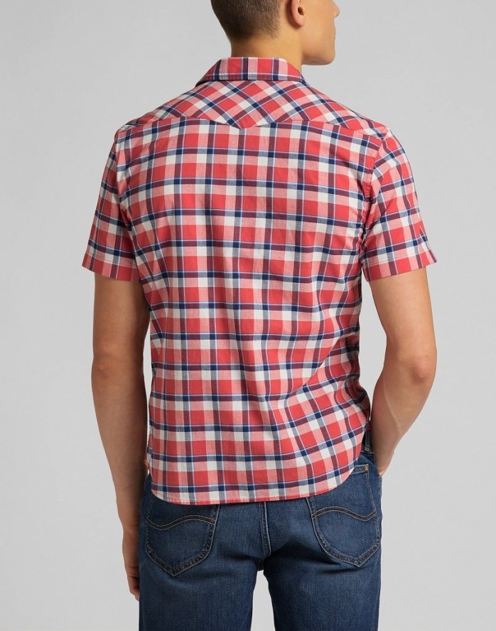 MĘSKA KOSZULA MATERIAŁOWA LEE SS WESTERN AURORA RED L640KKNV 112115282