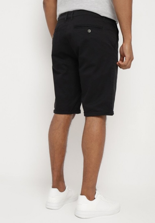 Czarne Szorty z Bawełny Zapinane na Ukryty Zamek Błyskawiczny i Guzik Vinetta