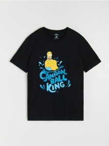 Bawełniana koszulka z nadrukiem The Simpsons - czarny