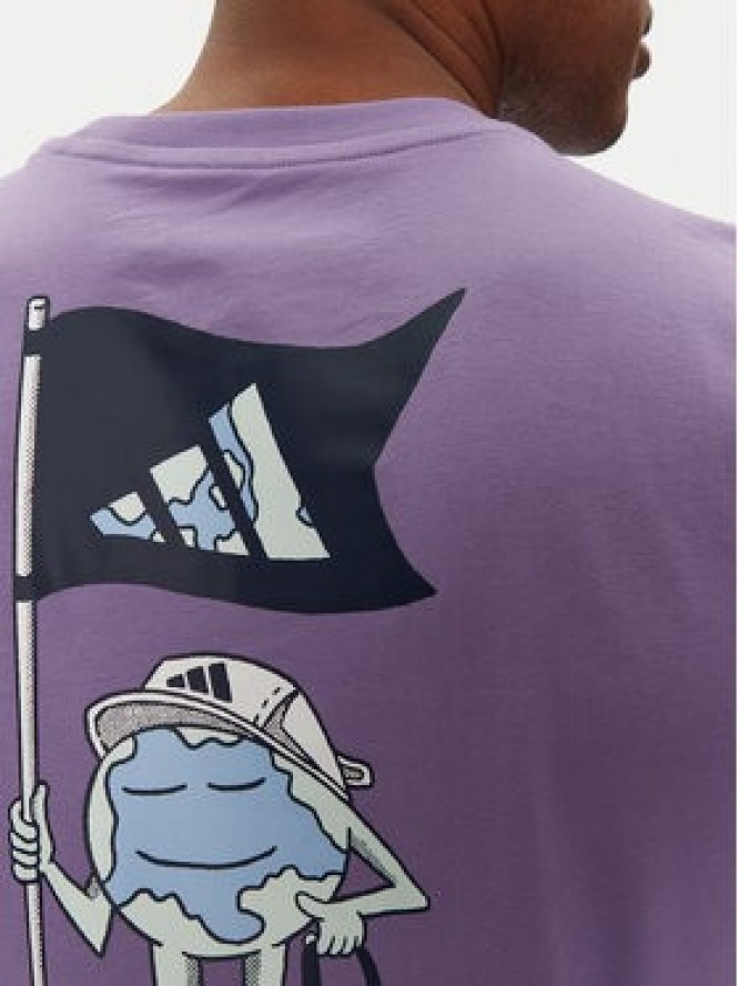 adidas T-Shirt Earth Day Graphic JI6757 Fioletowy Regular Fit