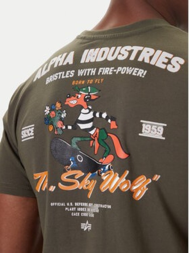 Alpha Industries T-Shirt Sky Wolf 258510 Zielony Regular Fit