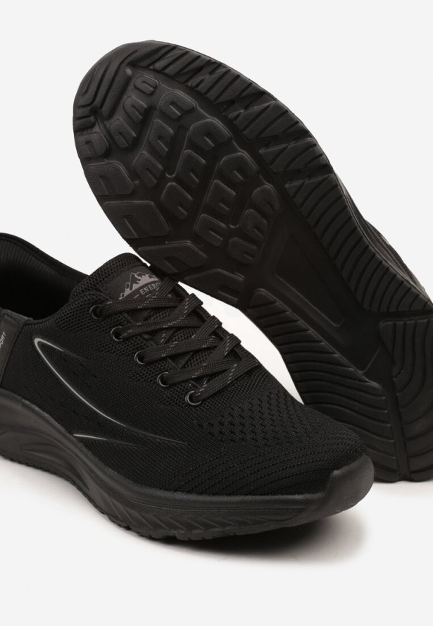 Czarne Buty Sportowe Sneakersy z Ozdobnym Tłoczeniem Axedla