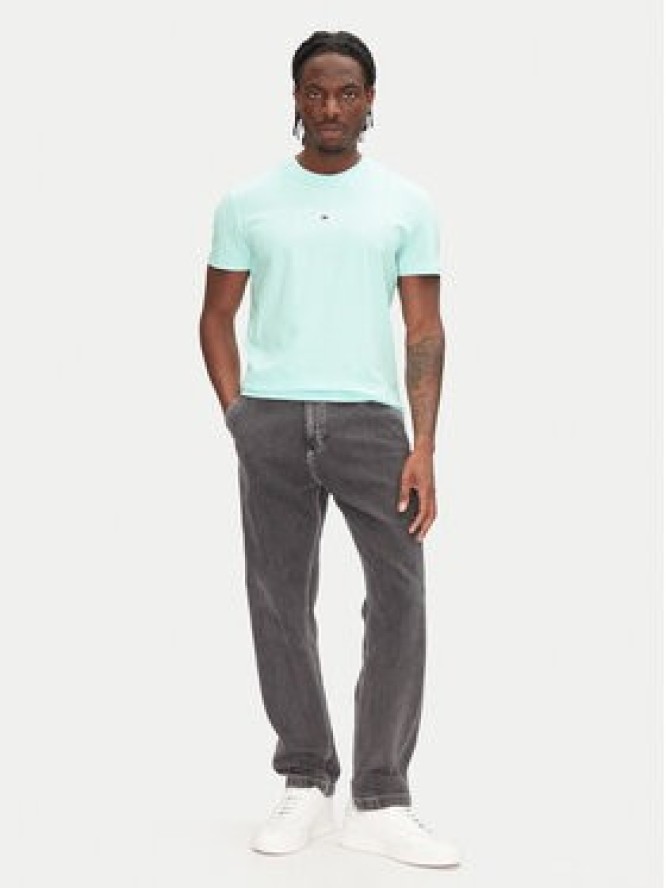 Tommy Jeans T-Shirt Linear Logo DM0DM20744 Zielony Regular Fit