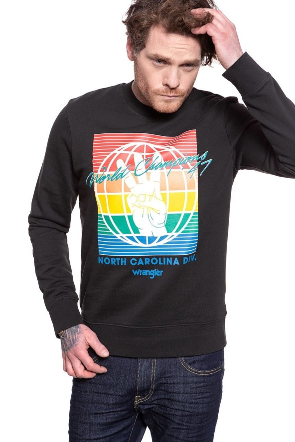 BLUZA WRANGLER GLOBE SWEAT FADED BLACK W6C5HXXV6 112130708