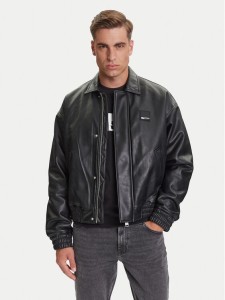 Karl Lagerfeld Jeans Kurtka z imitacji skóry A3M15035 Czarny Regular Fit