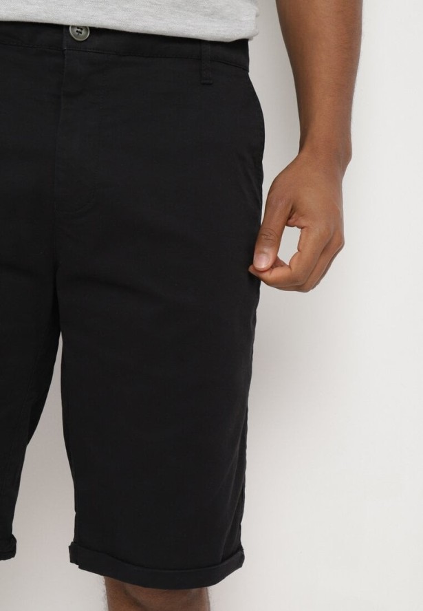 Czarne Szorty z Bawełny Zapinane na Ukryty Zamek Błyskawiczny i Guzik Vinetta