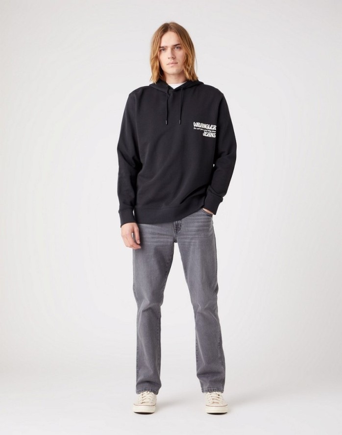 WRANGLER SLOGAN HOODIE MĘSKA BLUZA FADED BLACK W666ILXV6 112321310