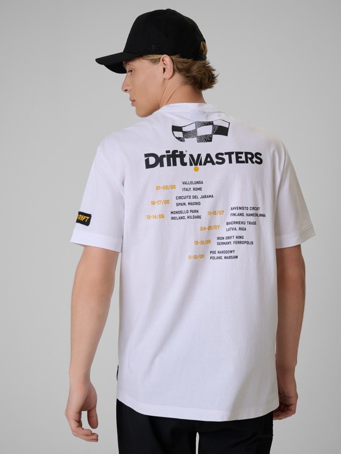 4F T-shirt loose z nadrukiem uniseks 4F x Drift Masters - biały 3XL
