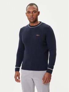 Aeronautica Militare Sweter 252MA1608UL00924 Granatowy Regular Fit