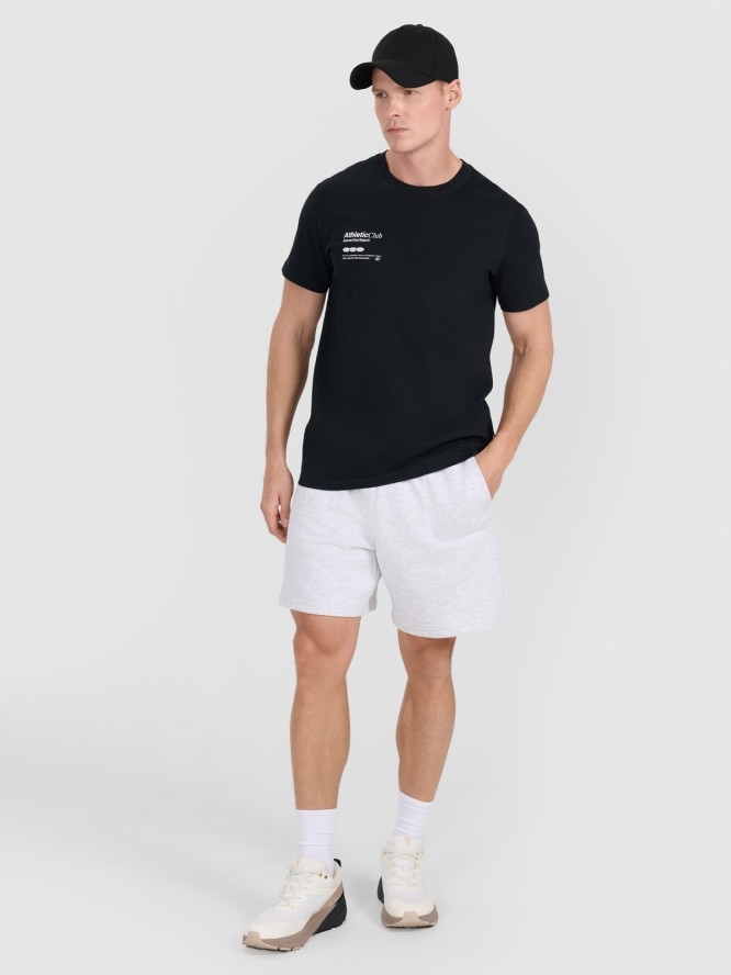 4F T-shirt regular z nadrukiem męski - czarny S