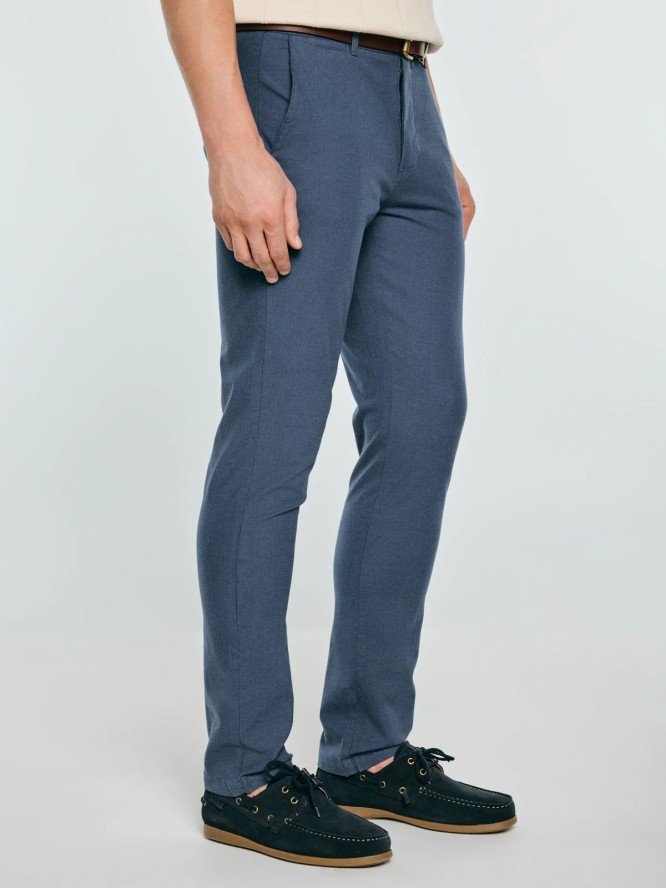 Spodnie męskie chinosy w drobny wzorek niebieskie Erhati 401