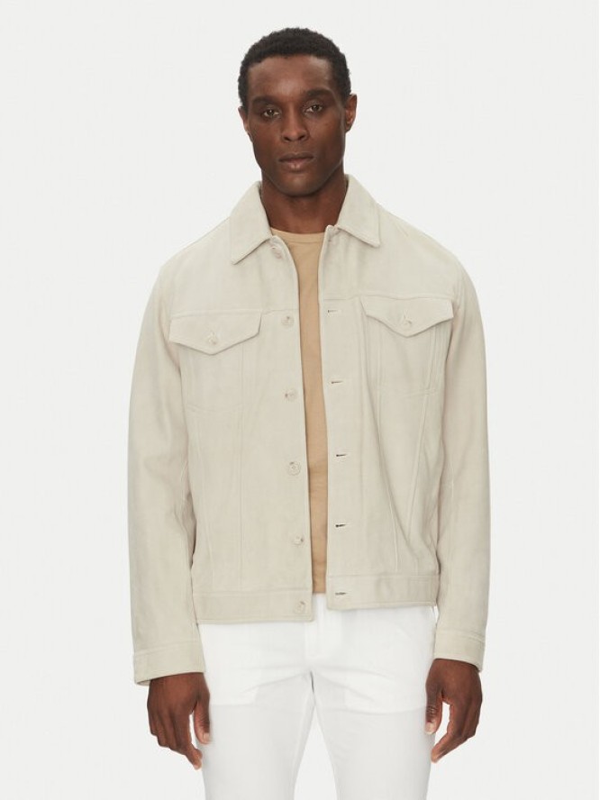 BOSS Kurtka skórzana 50538002 Biały Regular Fit