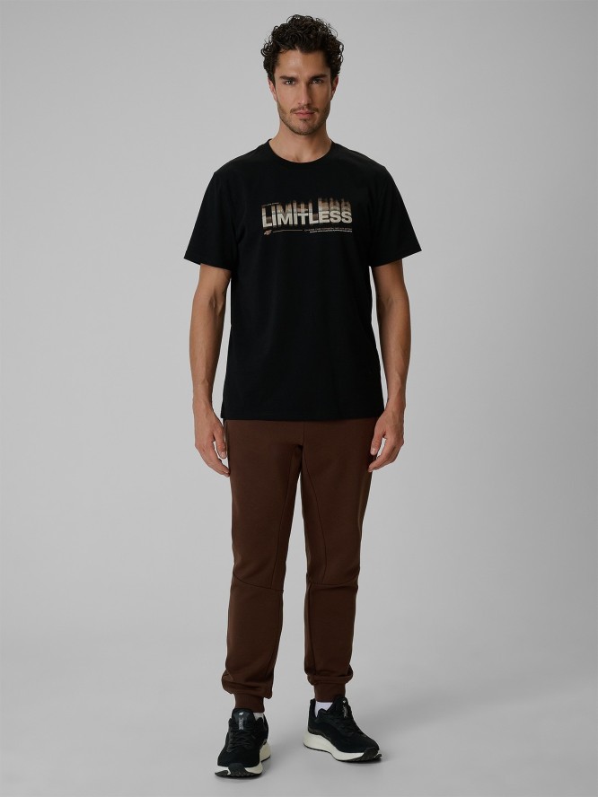 4F T-shirt regular z nadrukiem męski - czarny XL