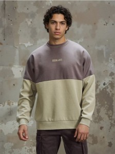 Bawełniana bluza crewneck z napisem - zielony