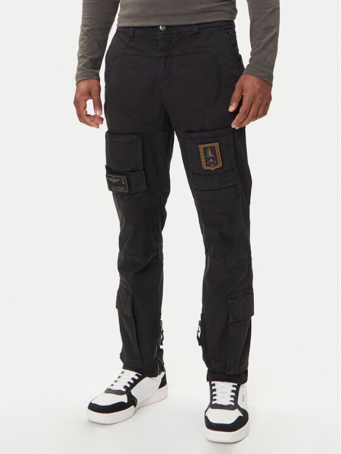 Aeronautica Militare Spodnie materiałowe 252PA1387UCT0149 Czarny Regular Fit